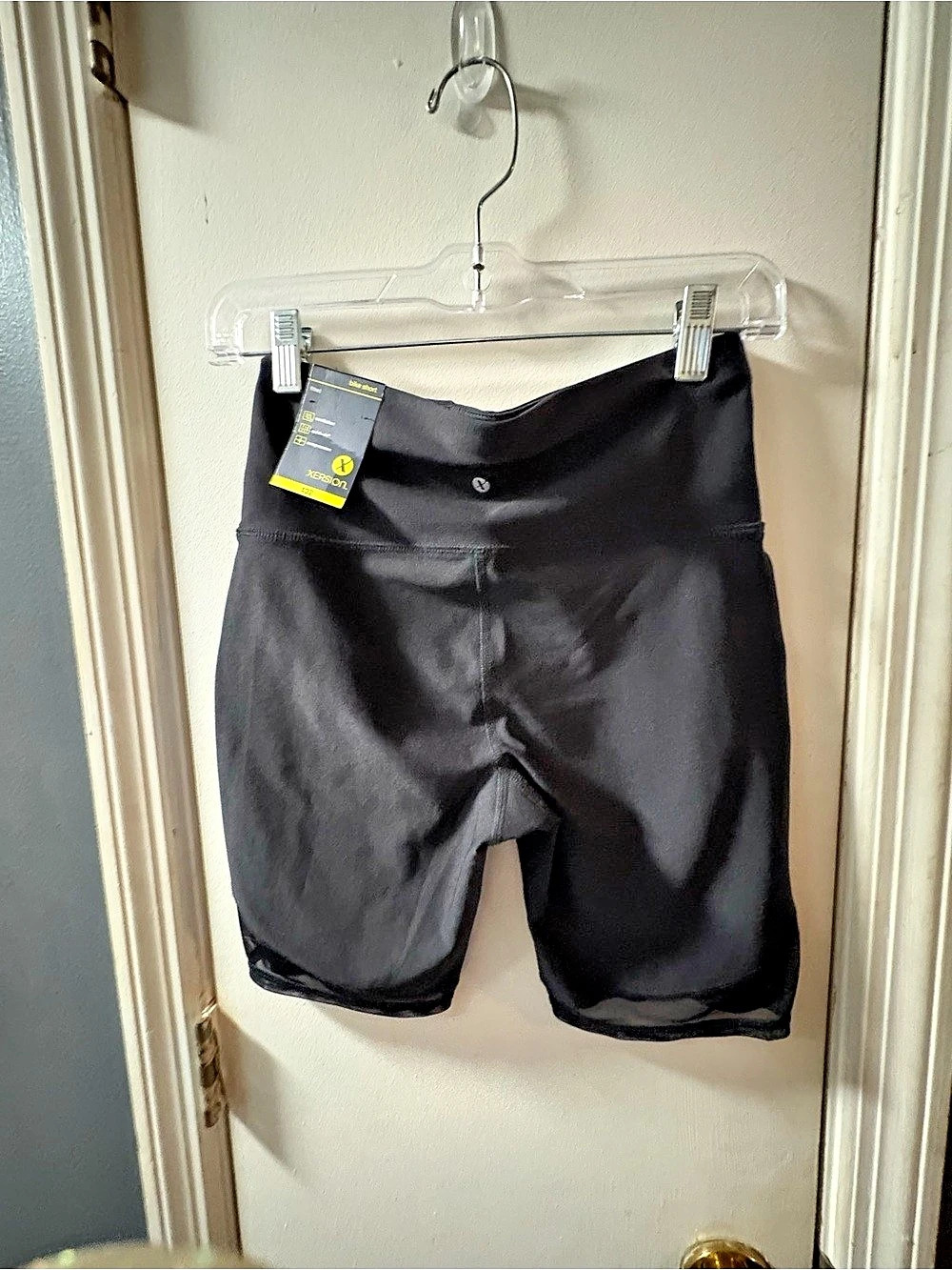 Xersion High-Rise Fitted Quick-Dri Bike Short Black Athletic Shorts
